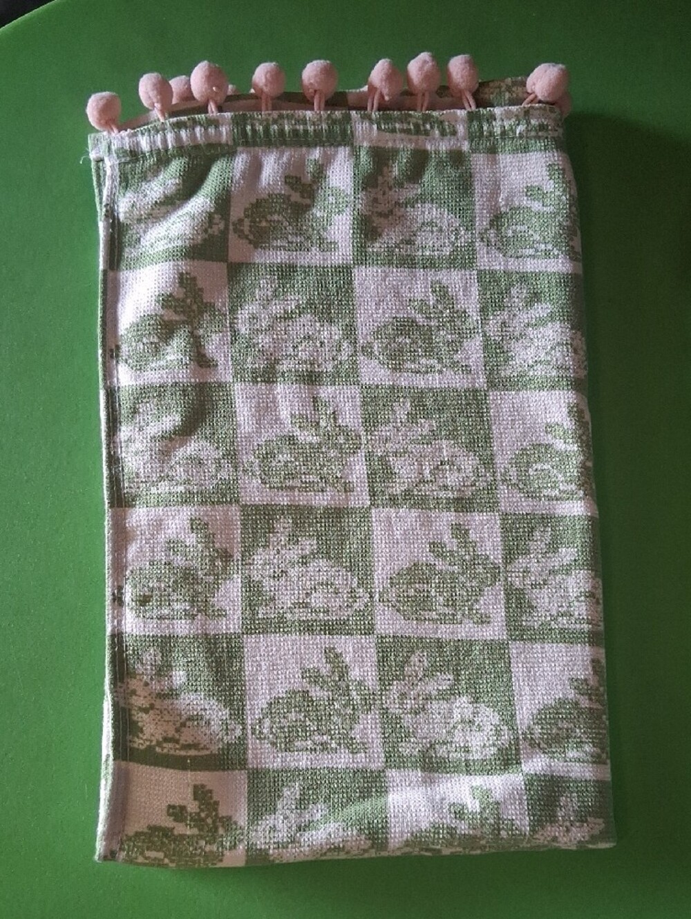Threshold Checkered Bunny Kitchen Towel with Pink Pom Accent and Wooden Bunny - Picture 5 of 10